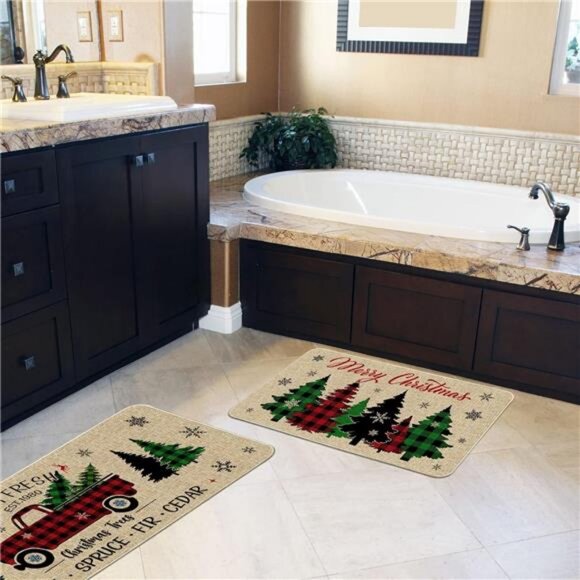 Christmas Kitchen Mats Set of 2, Christmas Kitchen Rugs and Mats Farmhouse - Picture 5 of 7